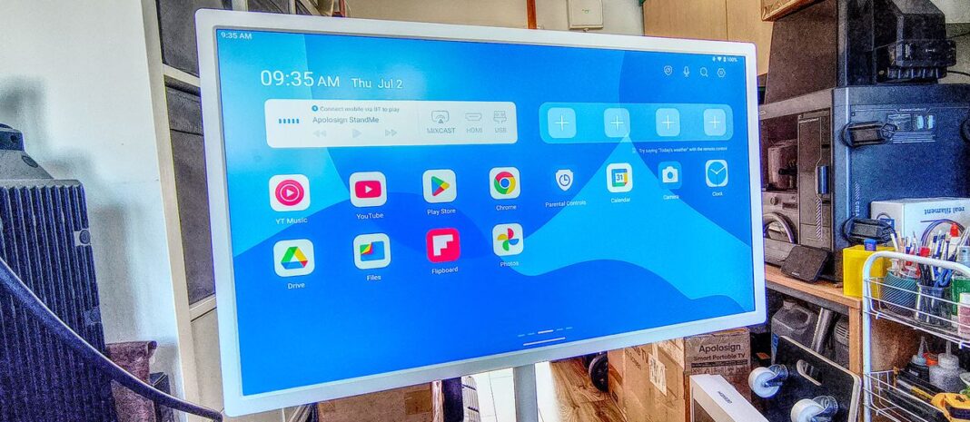 Implausibly, the Apolosign 32-inch Smart Portable TV combines an Android tablet with a 4K 32-inch mobile display that can run off batteries. implausibly,-the-apolosign-32-inch-smart-portable-tv-combines-an-android-tablet-with-a-4k-32-inch-mobile-display-that-can-run-off-batteries.